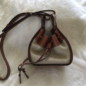 Loewe small beige  canvas and leather hammock bag
